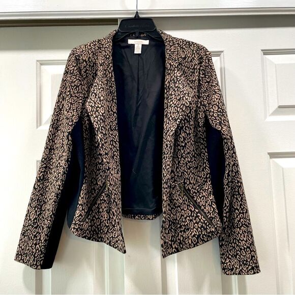 Chico’s Leopard Cheetah Moto Blazer Size 2 / Large (12) - Picture 2 of 10